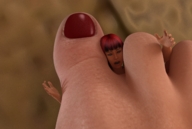 toes barefoot domination shrunken_woman underneath between_toes pedicure downward_angle digital_render