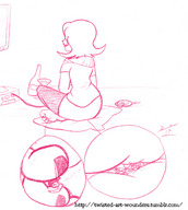 drawing crush feet monochrome butt foot toes barefoot butt_crush sitting unaware shrunken_people between_toes video_games homestuck twisted_persona roxy_lalonde jane_egbert jake_harley dirk_strider