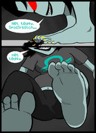 drawing crush domination low_angle foot_crush underneath pinned under_foot pedicure point_of_view raised_foot homestuck looking_at_tiny tinysensei vriska_serket terezi_pyrope