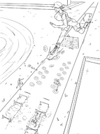 drawing giantess crush monochrome boots foot_print spokle obstacle_course boot_camp