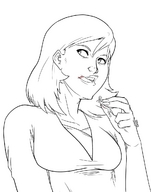 drawing vore blonde monochrome handheld shrunken_men shrunken_man between_fingers licking_lips spokle