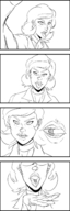 drawing vore monochrome mouth teeth saliva blood gore hard_vore shrunken_men hand shrunken_man panels spokle chewed