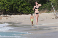 collage swimsuit beach barefoot brunette walking shrunken_man waves sunglasses sand emma_watson docop