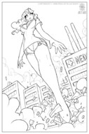 breasts drawing giantess panties city mega upskirt monochrome destruction philip_m_jackson nurse hospital jollyjack