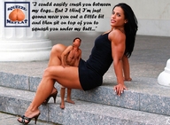crush collage small_man size_difference black_hair high_heels domination story dress muscles legs thighs athletic looking_at_viewer squeezemeflat mavi_gioia