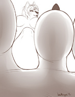 drawing white_hair nude feet mega toes short_hair point_of_view arabesque