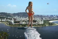 giantess collage city swimsuit water buildings wonderslug airplane bay back sky sailboats hillside behind_view leilani_dowding