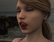 giantess vore beach licking lips swallowed postvore digital_render vorebeast