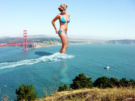 giantess collage landscape blonde swimsuit bridge cleavage water wonderslug belly sunglasses bay boats golden_gate_bridge wading kristin_cavallari