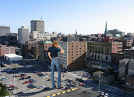 giantess collage city clothed buildings brunette wonderslug parking_lot vehicle_crush