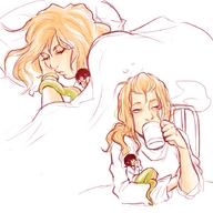 gentle sleeping blonde color small_woman coffee snake_girl monster_girl valdgeist