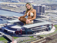 breasts giantess collage city mega blonde cleavage buildings stadium wonderslug kneeling sports_stadium