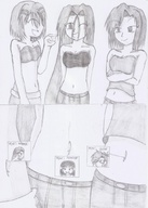 drawing comic monochrome multiple_giantesses navel giantesses top zoom nick01kang
