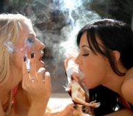 collage blonde black_hair handheld shrunken_men smoking shrunken_man trapped women cigarette looking_at_tiny