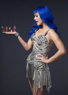 collage handheld blue_hair dress palm shrunken_woman lipstick katy_perry giantesscity looking_at_tiny