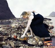 giantess collage mountain ocean buildings dress village reaching houses taran harbor long_dress jennifer_lawrence