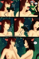 nude vore tail comic color clothed cat_ears fangs shrunken_man cat_girl swallowed dkstudios
