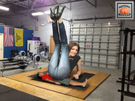 crush collage small_man size_difference clothed high_heels brunette domination smiling amazon pinned floor looking_at_viewer squeezemeflat mat garage