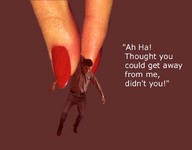 collage shrunken_men caught shrunken_man captions long_nails between_fingers no_background