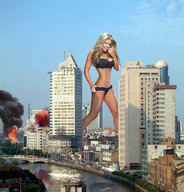 giantess collage panties city blonde destruction bra buildings wonderslug fire walking smoke looking_at_viewer