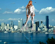 collage city mega blonde destruction wonderslug jets skyscraper standing boats clouds sky waterfront military_jet silver_outfit