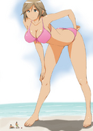 giantess color swimsuit beach barefoot cleavage ocean brunette posing ball shrunken_people bikuta