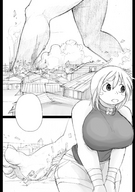 drawing giantess monochrome bakugeki_no_g planet_(bakugeki_no_g)