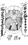 drawing giantess vore monochrome tongue mouth teeth inside_mouth imminent_vore bakugeki_no_g