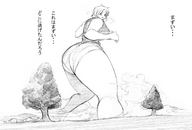 drawing giantess monochrome bakugeki_no_g giant_sparring planet_(bakugeki_no_g)