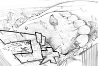 drawing giantess monochrome bakugeki_no_g giant_sparring planet_(bakugeki_no_g)