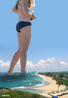 giantess chief collage blonde swimsuit beach ocean