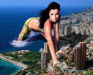 giantess collage mega destruction ocean brunette wonderslug crawling looking_at_viewer