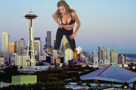 collage city mega blonde destruction cleavage wonderslug fire looking_down skyscraper smoke sky katie_price