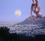 breasts giantess collage landscape city mega moon wonderslug airplane mountains looking_at_airplane