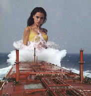 giantess collage water ocean brunette wonderslug boats ships