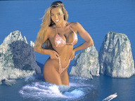 collage mega blonde swimsuit cleavage ocean smiling wonderslug looking_at_viewer