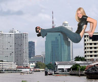giantess collage city blonde jeans