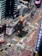 giantess collage city mega blonde traffic buildings wonderslug police kneeling uniform streets crouching looking_at_viewer new_york_city crowds times_square police_officer