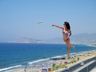 breasts giantess collage mega beach brunette wonderslug sunglasses outdoors selena_gomez sgg looking_into_distance oblivious_bystanders thrown_away