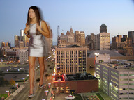giantess collage city long_hair high_heels brunette wonderslug dress outdoors detroit shoeprints stacy_fergie_duhamel