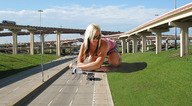 giantess collage blonde amy wonderslug highway vehicles crouching top shades