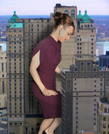 giantess collage city brunette wonderslug dress looking_down between_buildings
