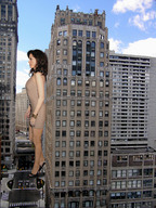 giantess collage city high_heels buildings brunette wonderslug dress streets detroit rose_mcgowan