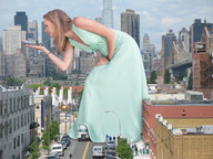 giantess collage city blonde dress e10