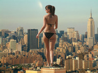 giantess collage city brunette tattooed