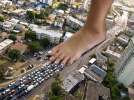 collage feet city toes barefoot traffic buildings houses pedicure giantess_feet downward_angle