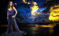 giantess collage fantasy cleavage ocean brunette dress sunset rose_mcgowan stormy