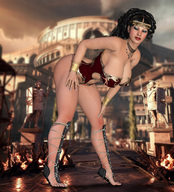 breasts giantess feet city cleavage red_hair shrunken_men amazon shrunken_man dangle hanging_on laces redfiredog digital_render