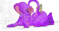 drawing blushing anthro color sex lying_down mini_giantess snake monster_girl cobra dungeon skull remi mimic