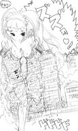 drawing giantess monochrome futanari destruction penis cleavage buildings